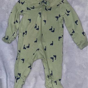 Dinosaur 2 way zipper footed onesie